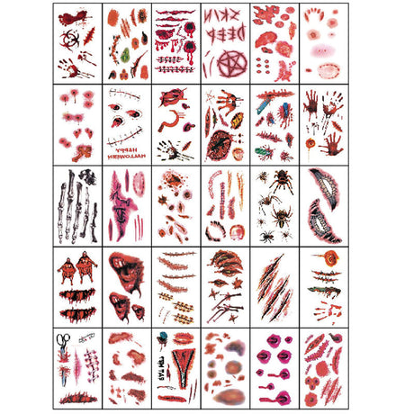 tatouages halloween sanglants et terrifiants avec effets d'ombres, plus de 30 designs disponibles