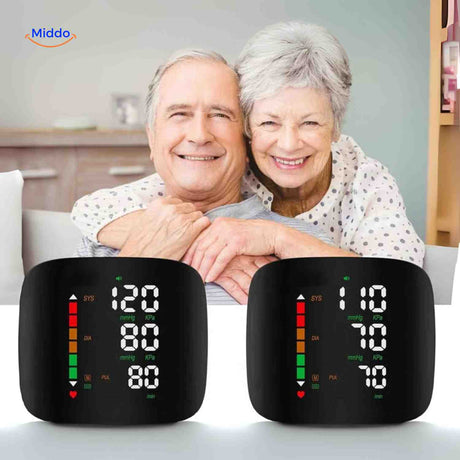 tensiomètre de poignet adapté aux seniors avec mesure du rythme cardiaque
