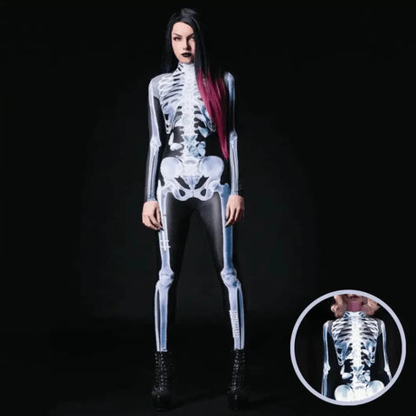 tenue squelette 3d halloween avec squelette lumineux sur fond noir