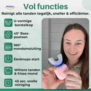tête de brosse à dents en U permettant un nettoyage rapide et simultané de toutes les dents