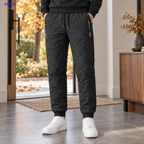 Pantalon d’hiver Thermoflex doublé, noir avec bord-côte porté