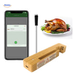 thermomètre à viande connecté affichant le temps de cuisson avec intégration application