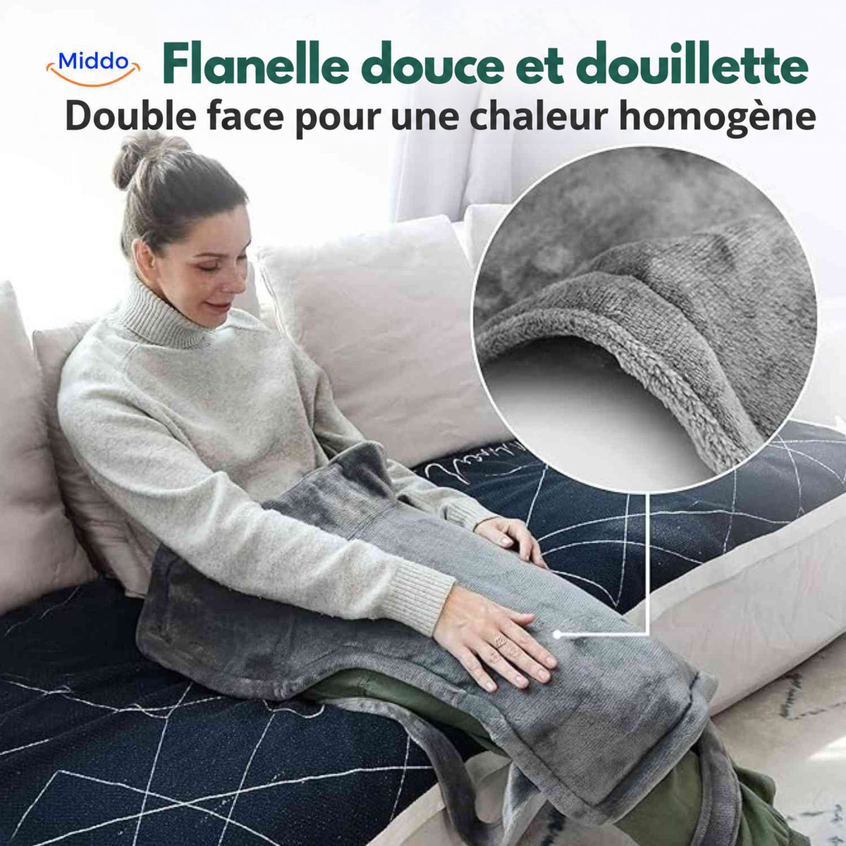 Flanelle douce double face de l’écharpe chauffante Thermowrap.