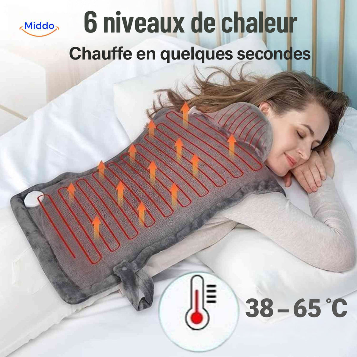 Écharpe chauffante Thermowrap à six niveaux de chaleur.
