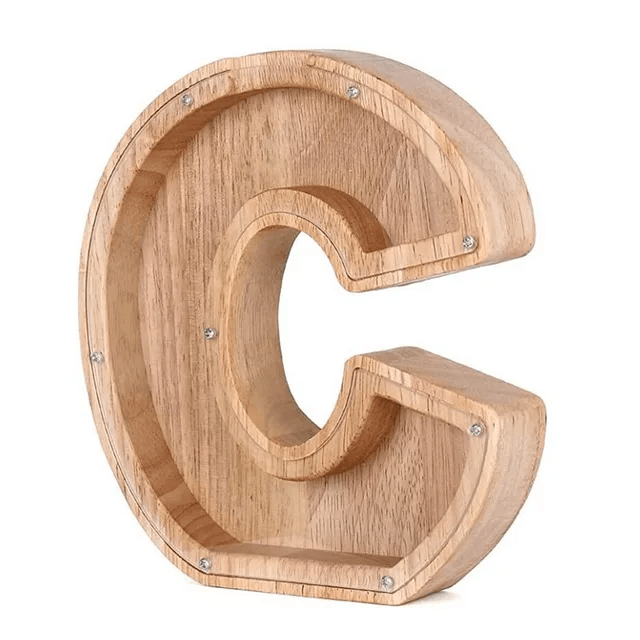tirelire lettre C en bois, parfaite pour la chambre d'enfant et l'apprentissage de l'épargne