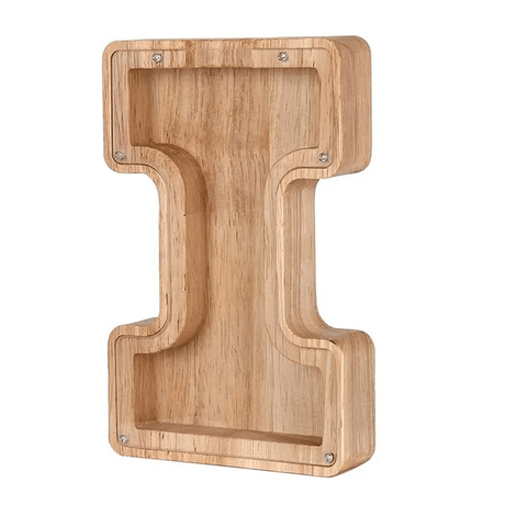 tirelire en forme de lettre I en bois, cadeau original et éducatif pour enfant