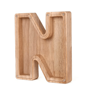tirelire lettre N en bois, cadeau éducatif original pour encourager l'épargne