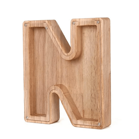 tirelire lettre N en bois, cadeau éducatif original pour encourager l'épargne