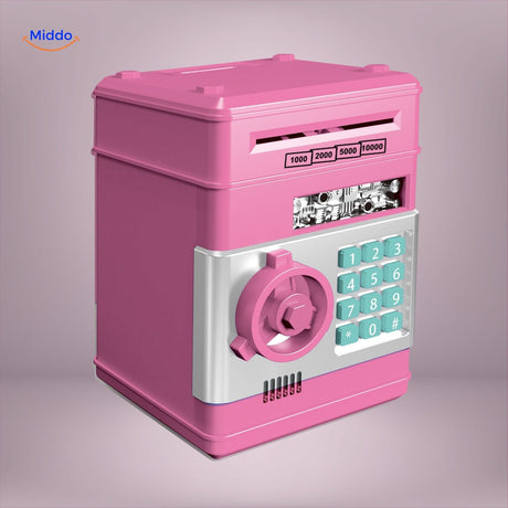 tirelire smartbank rose avec écran tactile, modèle interactif pour enfants