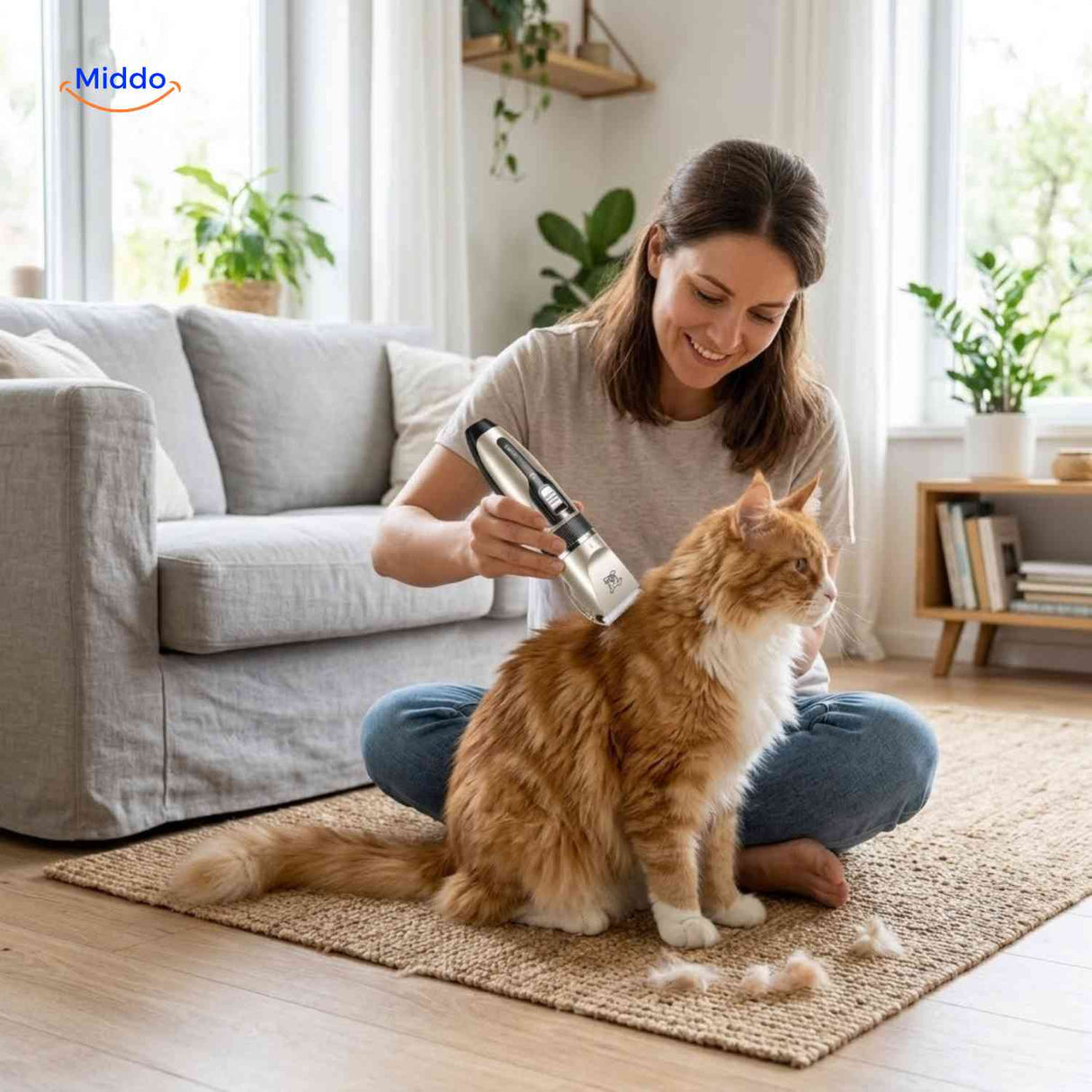 tondeuse silencieuse utilisée pour toiletter un chat à domicile