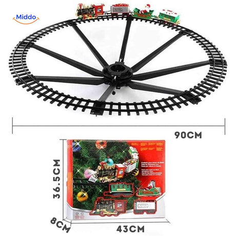 train de noël classique avec wagon porte-cadeaux, style locomotive vintage