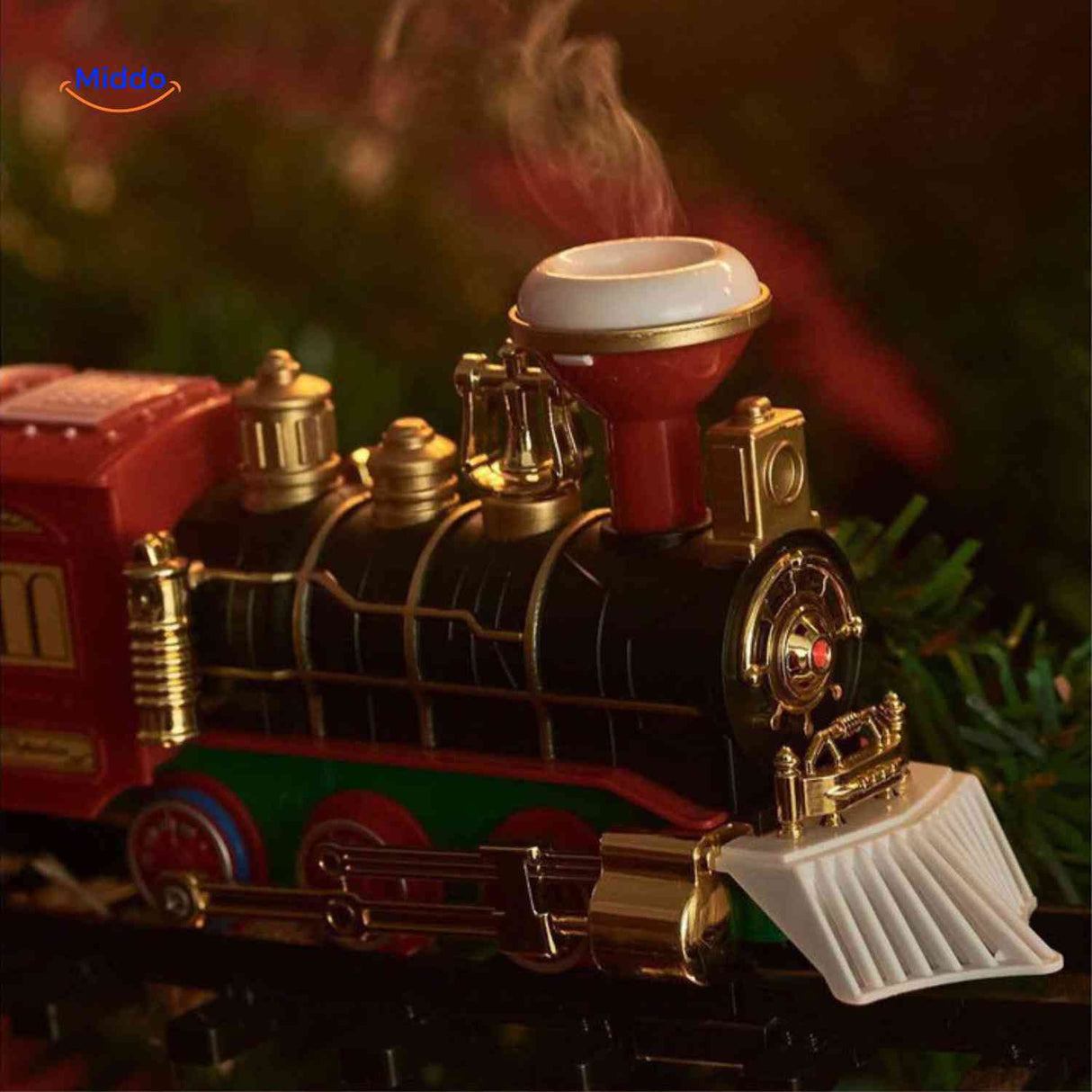train de noël locomotive à vapeur avec fonction effet fumée activée