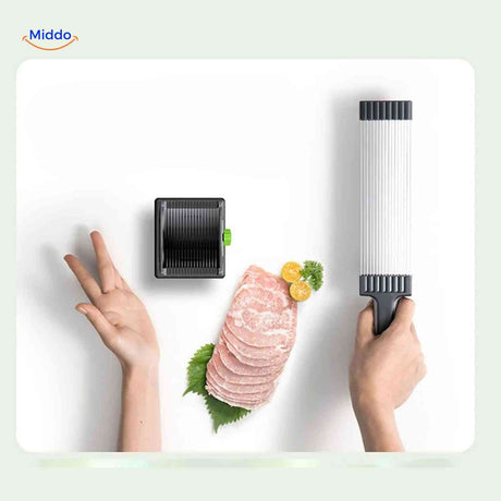 trancheuse à viande compacte avec poignée confortable, facile à utiliser au quotidien