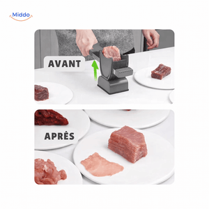 présentation visuelle des fonctionnalités de la trancheuse à viande manuelle multifonction