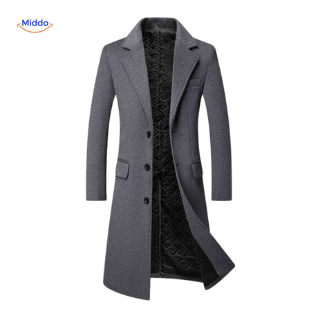 trench en laine gris avec doublure matelassée intérieure, chaleur et confort en hiver