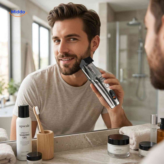 Tondeuse Trimora argent foncé avec écran en utilisation