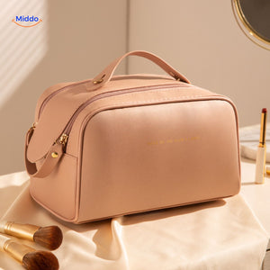trousse de maquillage rose clair imperméable, idéale pour organiser ses essentiels beauté