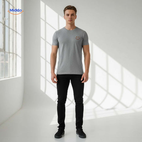 t-shirt gris casual pour homme, basique incontournable au style épuré