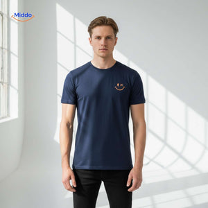 t-shirt bleu marine casual pour homme, coloris navy élégant et polyvalent
