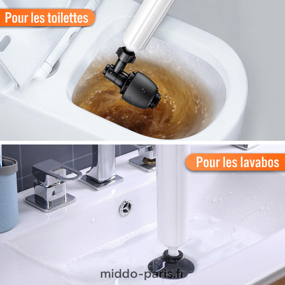 Utilisation du déboucheur dans les toilettes et le lavabo