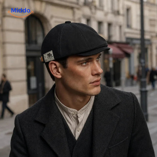 Casquette plate Urban Heritage noire dans un style urbain intemporel