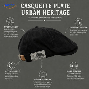 Infographie française des atouts de la casquette plate Urban Heritage