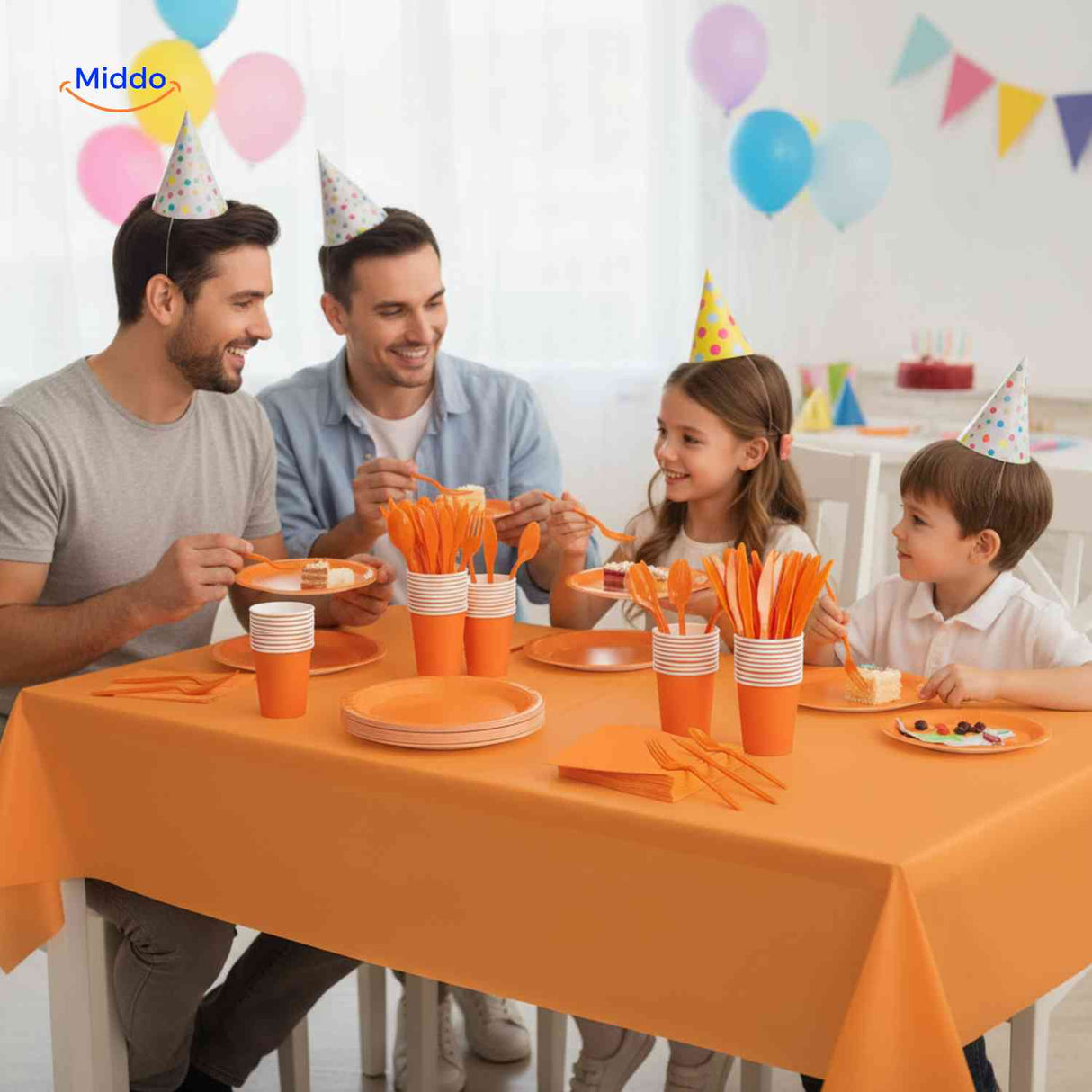 set de vaisselle jetable pour anniversaire avec décoration de table festive