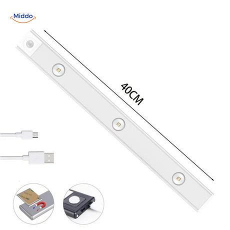 veilleuse LED USB avec capteur de mouvement, format 40 cm, éclairage automatique sous meuble