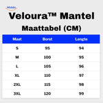 veloura mantel maattabel met borst en lengte in cm www.middo.nl