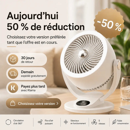 ventilateur silencieux 360 — faible niveau sonore, vent puissant et circulation optimale