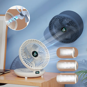 deux ventilateurs côte à côte illustrant les différentes fonctions et modes de débit d'air