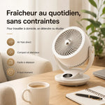 ventilateur compact silencieux sur un bureau, idéal pour un refroidissement rapide