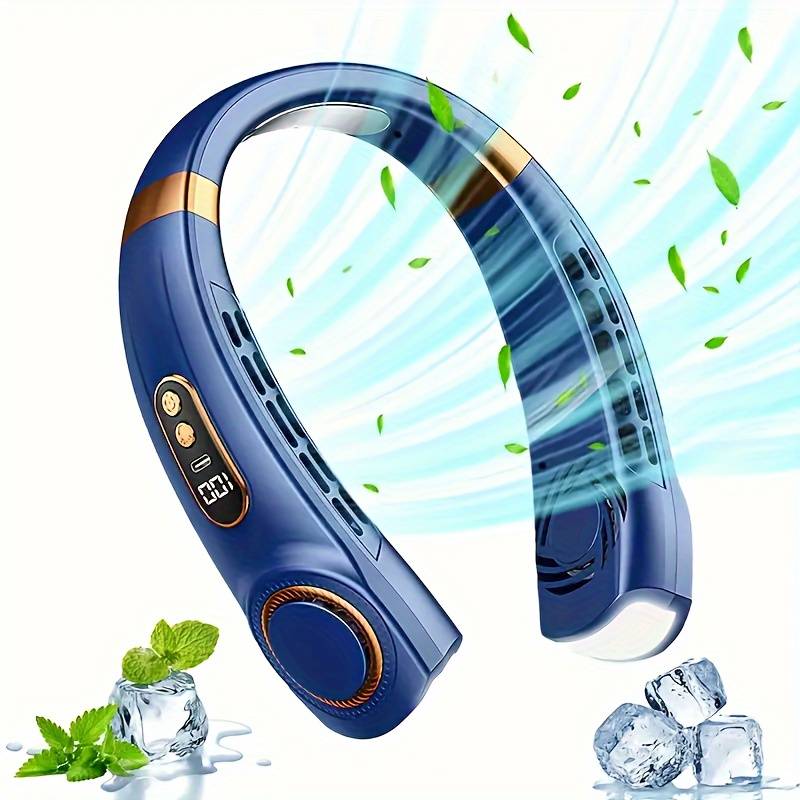 ventilateur de cou bleu compact avec longue autonomie, conçu pour un usage quotidien intensif