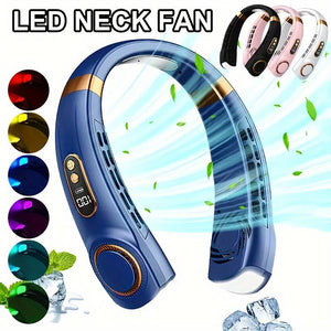 ventilateur de cou avec éclairage LED, bandeau flexible, disponible en plusieurs coloris