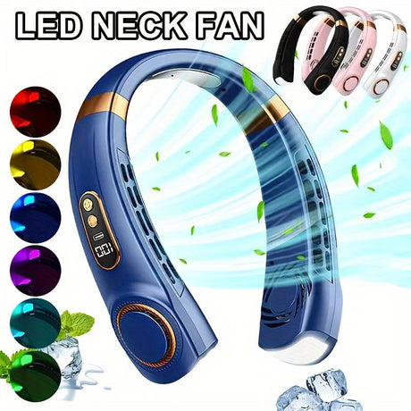 ventilateur de cou avec éclairage LED, bandeau flexible, disponible en plusieurs coloris