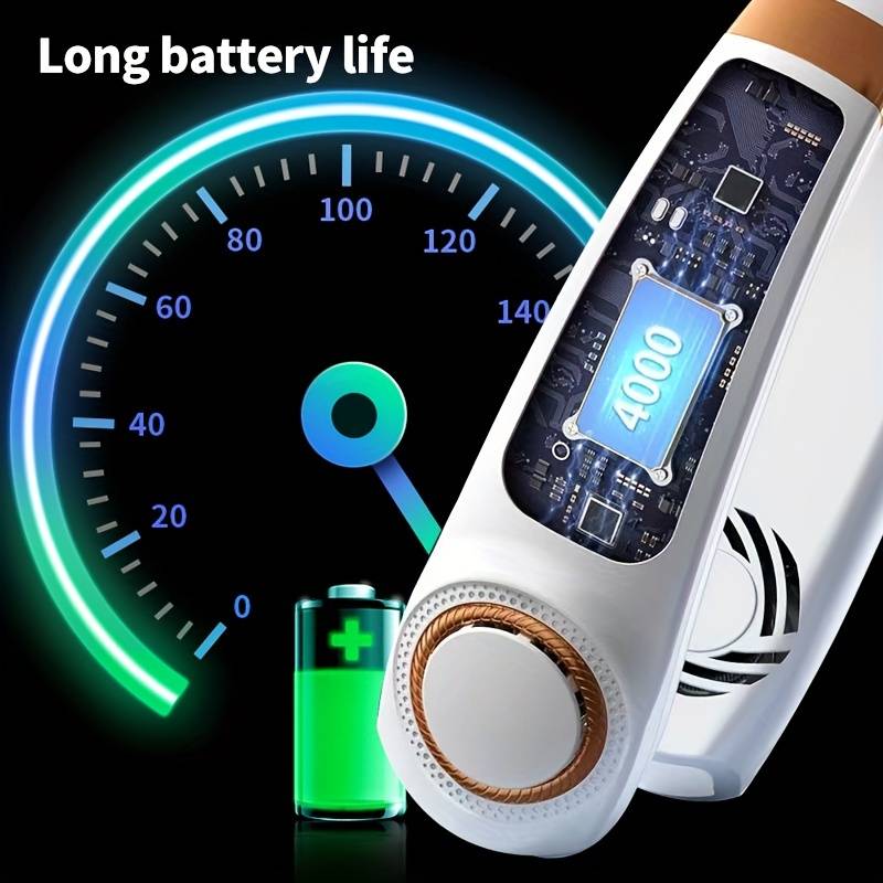 ventilateur de cou bleu à longue autonomie de batterie pour une utilisation prolongée en extérieur