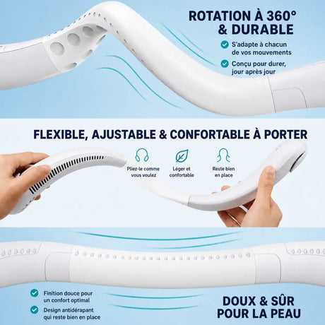 ventilateur de cou rechargeable portable photo produit sur fond clair