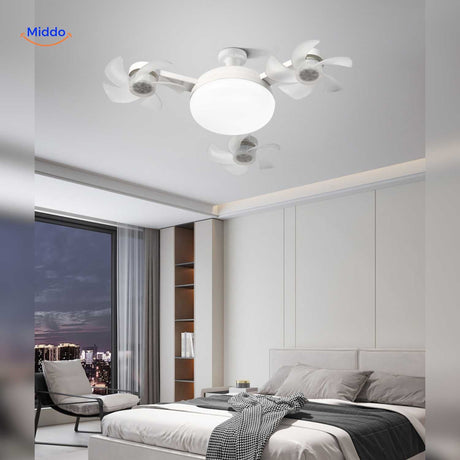 ventilateur de plafond compact avec lampe LED à intensité réglable sur culot E27