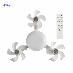 version compacte de la lampe ventilateur avec trois pales et télécommande