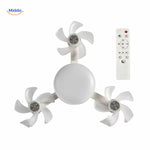version compacte de la lampe ventilateur avec trois pales et télécommande