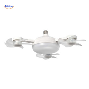 ventilateur de plafond à quatre pales compatible culot E27, vue d'ensemble
