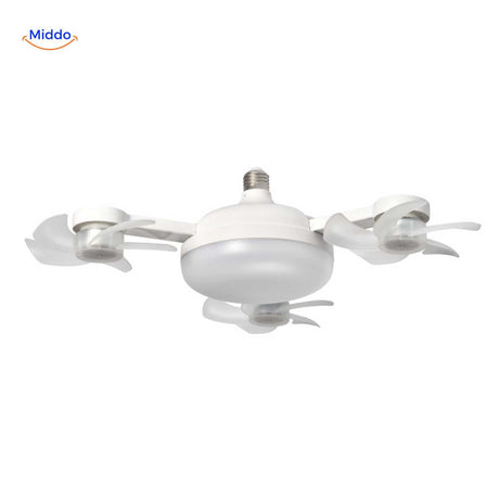 ventilateur de plafond à quatre pales compatible culot E27, vue d'ensemble