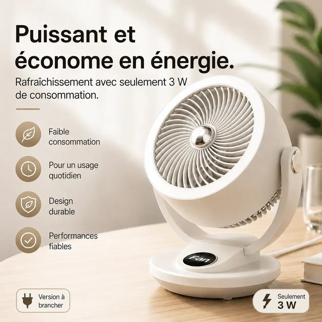 ventilateur silencieux airstream vue de profil avec circulation d'air à 360 degrés