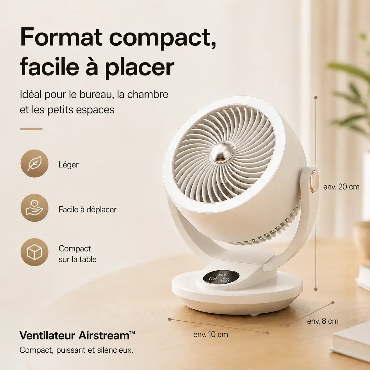 ventilateur silencieux à vent puissant et circulation d'air 360, photo principale du produit