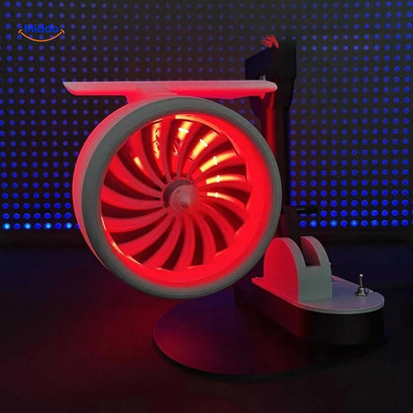 jetfan ventilateur de table fait main artisanal avec effet lumineux dans le noir