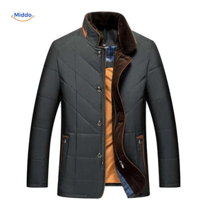 veste matelassée noire avec doublure chaude et finitions marron, vue intérieure