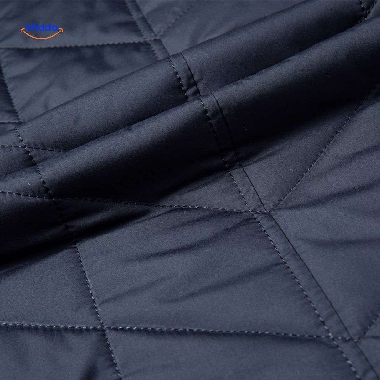 détail de la texture matelassée avec piqûres régulières de la veste homme