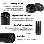 vibrogrind grinder met scherpe messen en sigarettenhouder details www.middo.nl