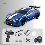 voiture RC drift bleue 4WD avec télécommande et accessoires inclus