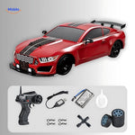 voiture RC drift rouge 4WD avec télécommande et accessoires inclus